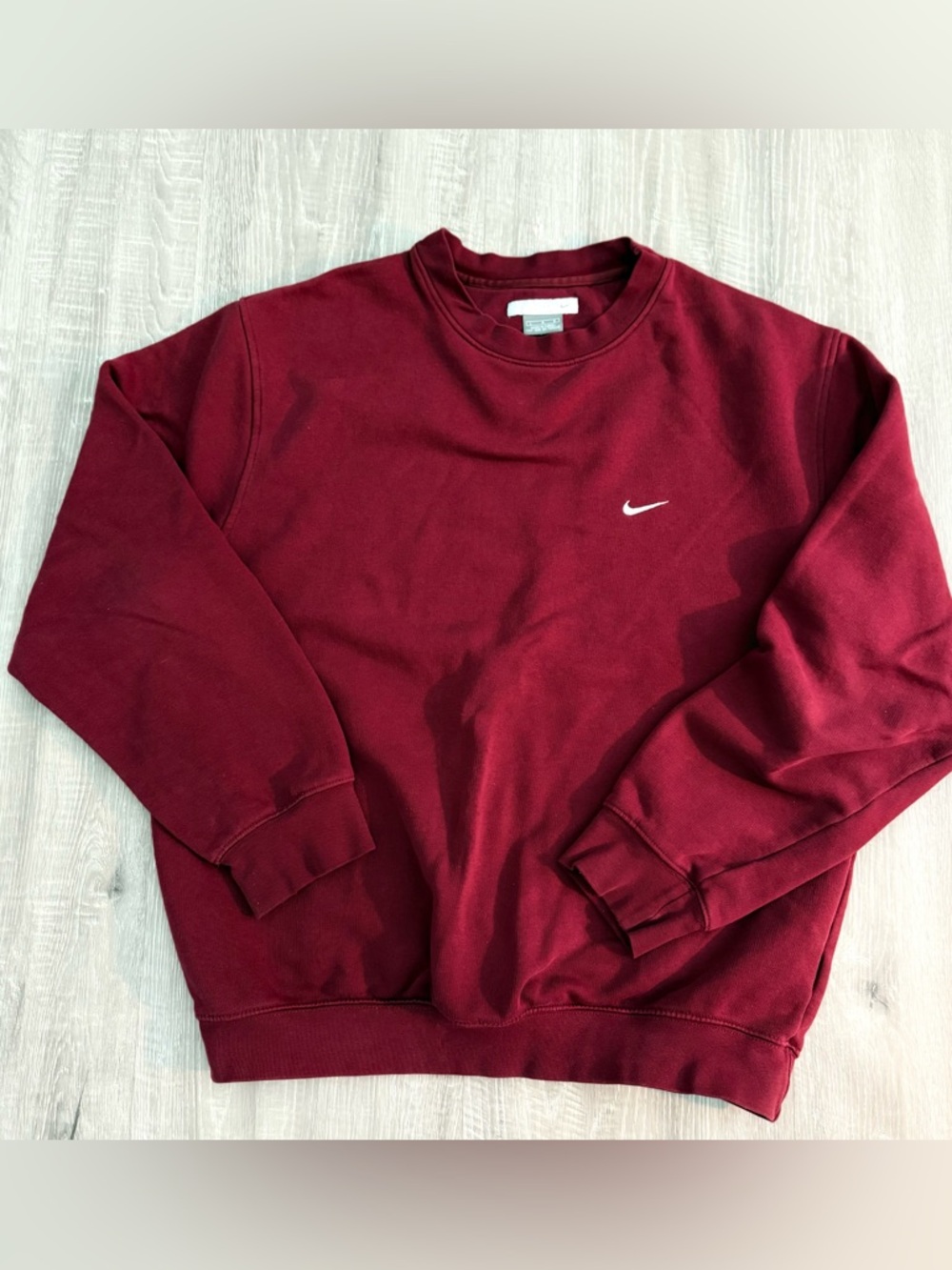 VTG 90s Nike Maroon Burgundy Embroidered Swoosh Crewneck Sweatshirt Size L Y2K